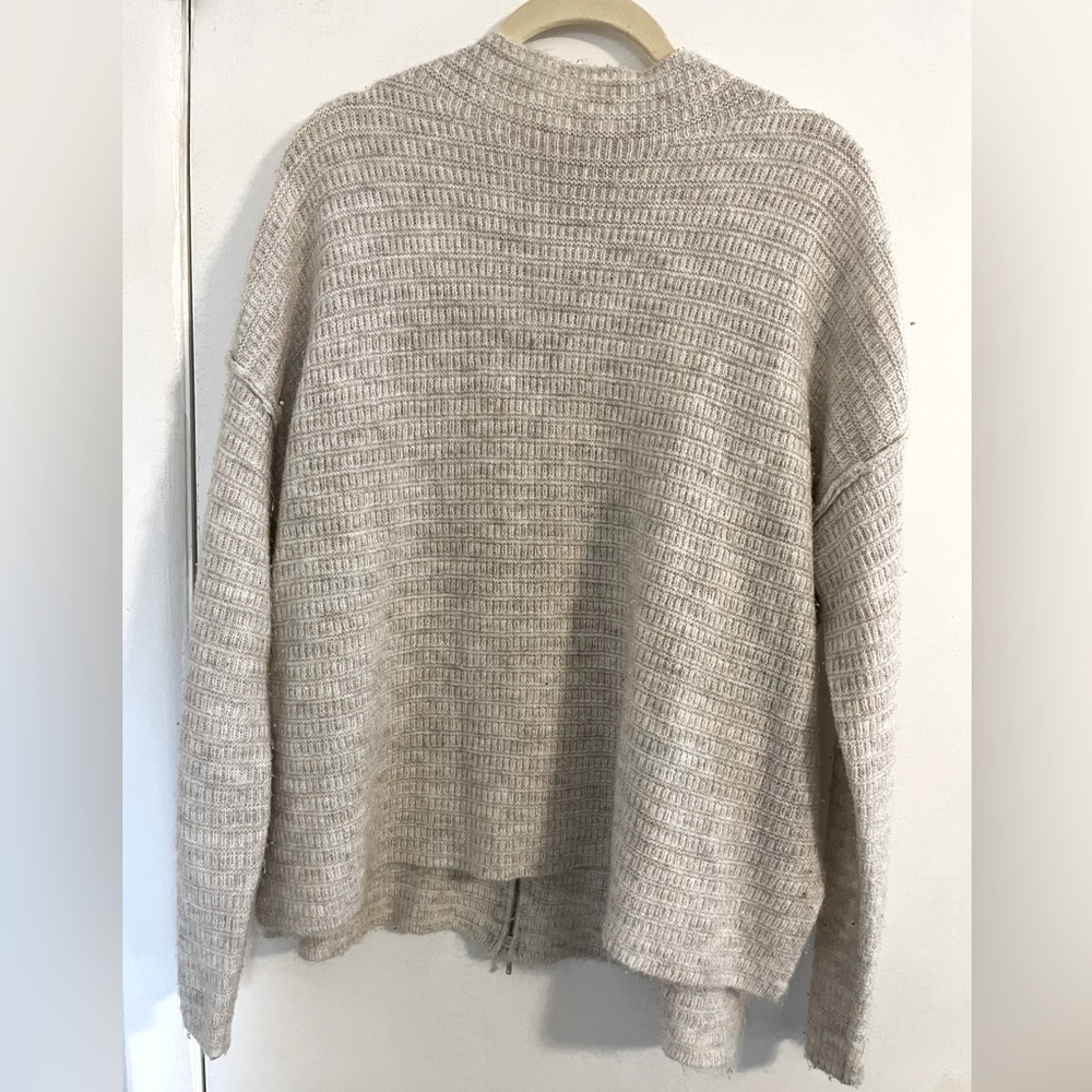 BKE Buckle Cream Zipper Back Oversized Sweater